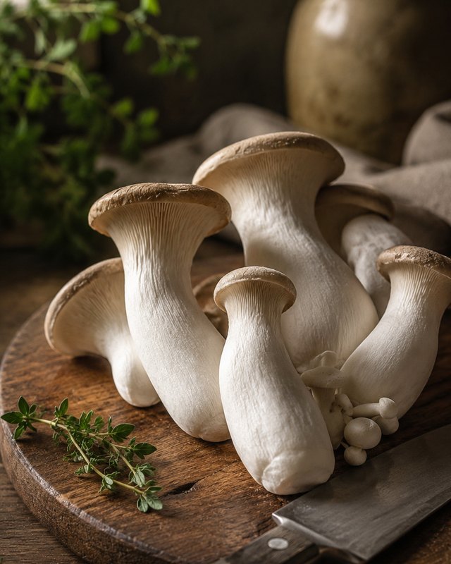 Harvest view of king oyster mushrooms